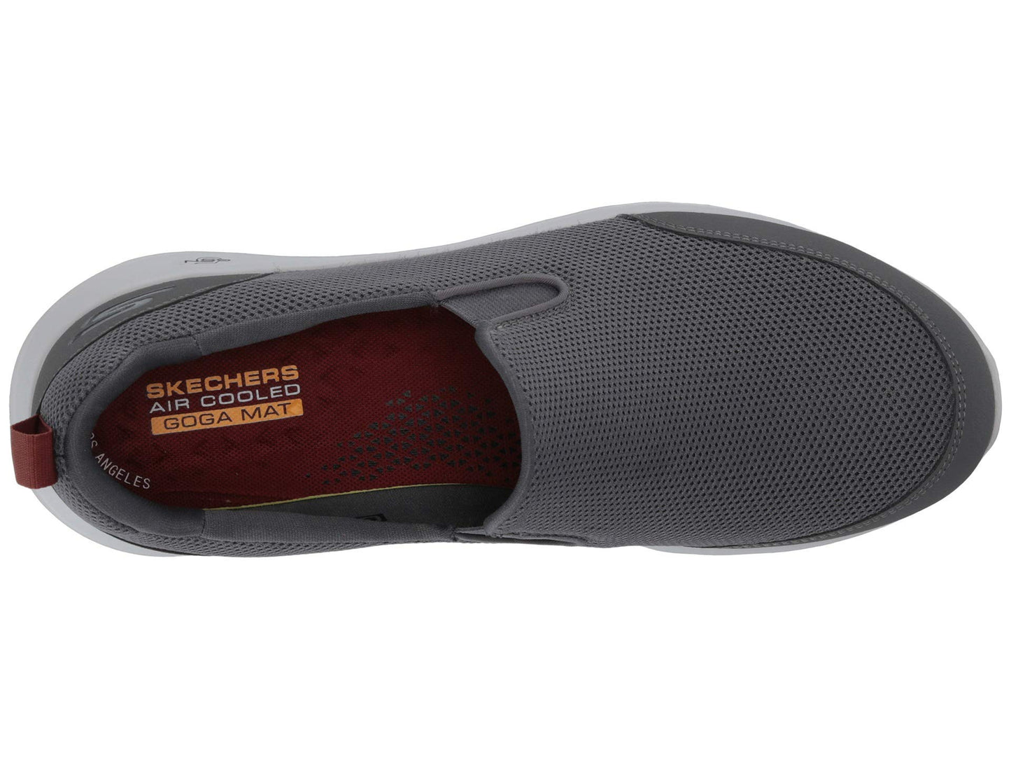Skechers Men's Go Walk Max Clinched - Athletic Mesh Double Gore Slip on Walking Shoe, Grey/Burgundy, 11 X-Wide