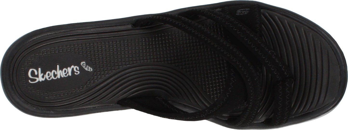 Skechers Cali Women's Rumblers-Beautiful People Wedge Sandal,Black,7 M US