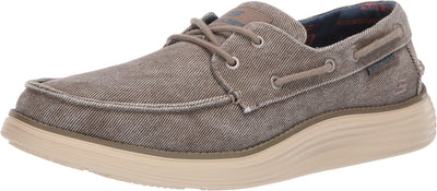 Skechers mens Status 2.0- Lorano Moc Toe Canvas Deck Shoe Oxford, Taupe, 10.5 US