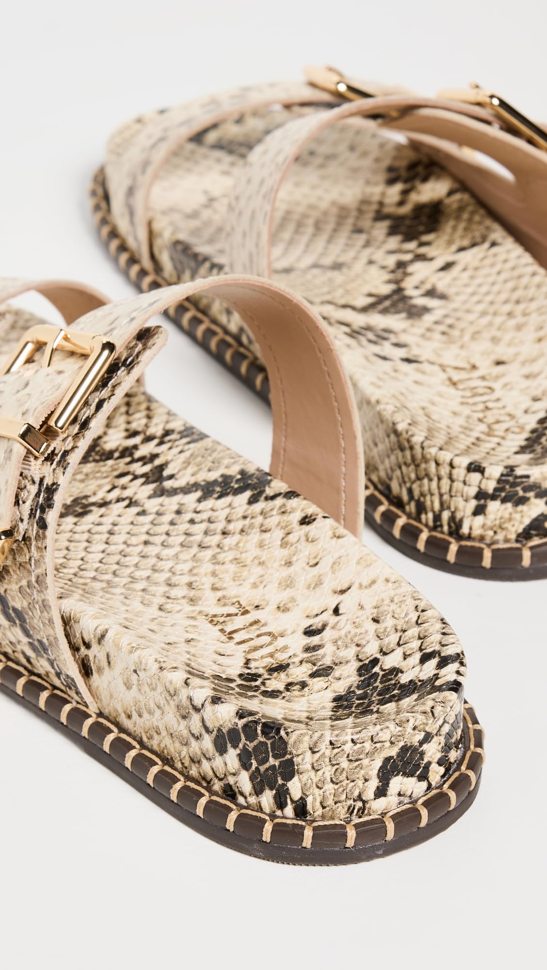 SCHUTZ Women's Naomi Sporty Slides, Snake Plain/Natural, 6.5 Medium US