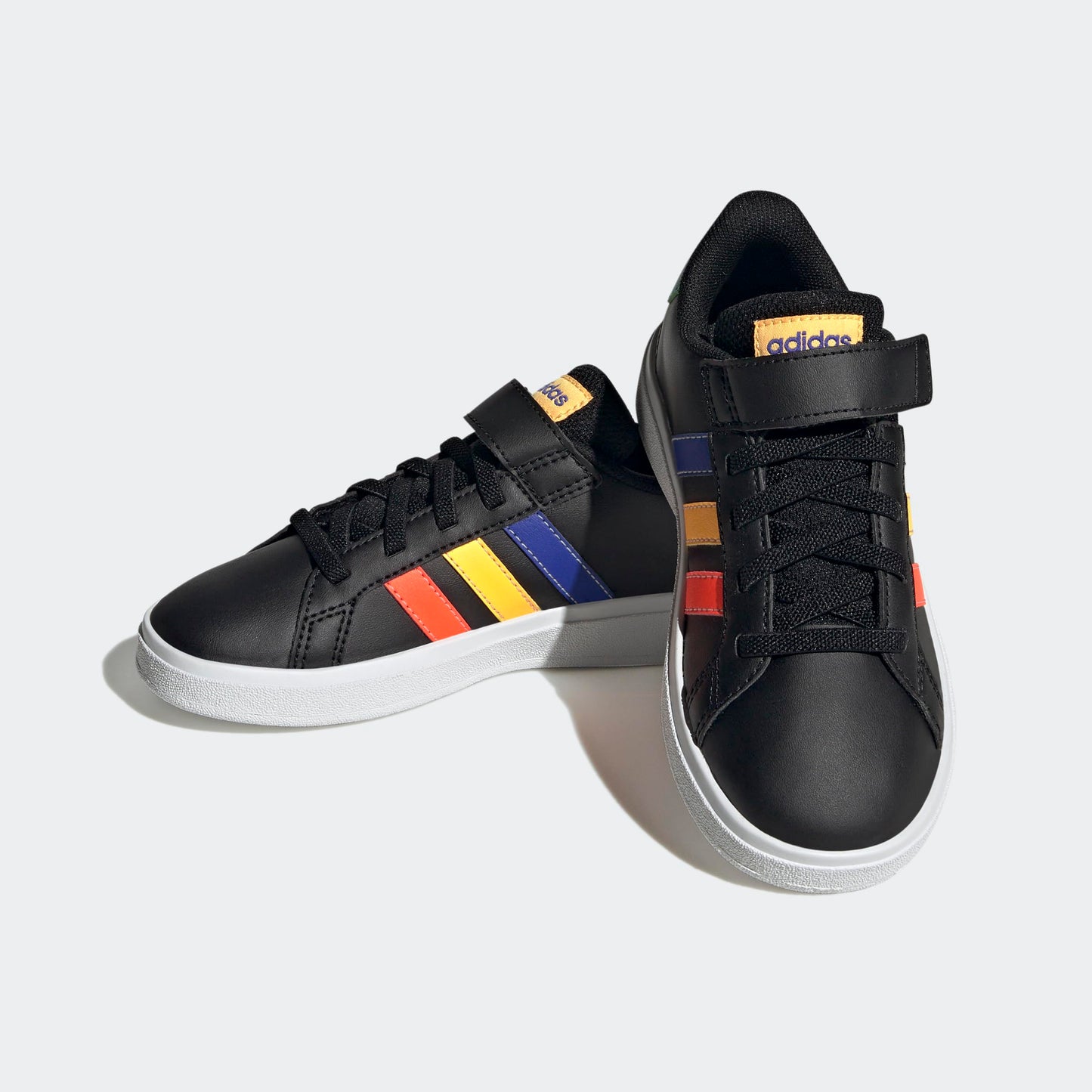 adidas Boy's Grand Court 2.0 EL (Little Kid/Big Kid) Core Black/Lucid Blue/Court Green 6.5 Big Kid M