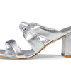 Stuart Weitzman Playa 75 Knot Block Slide Silver 6.5 B