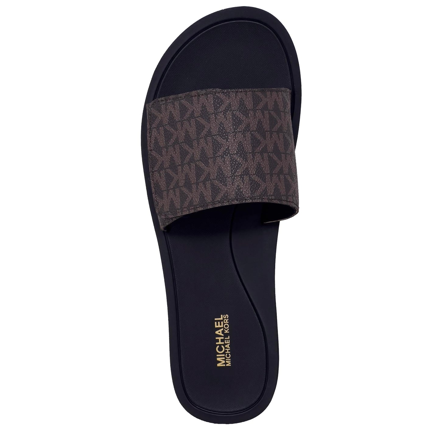 Michael Kors Wade Slide Sandals,Mini Mk,PVC, Brown (numeric_8)