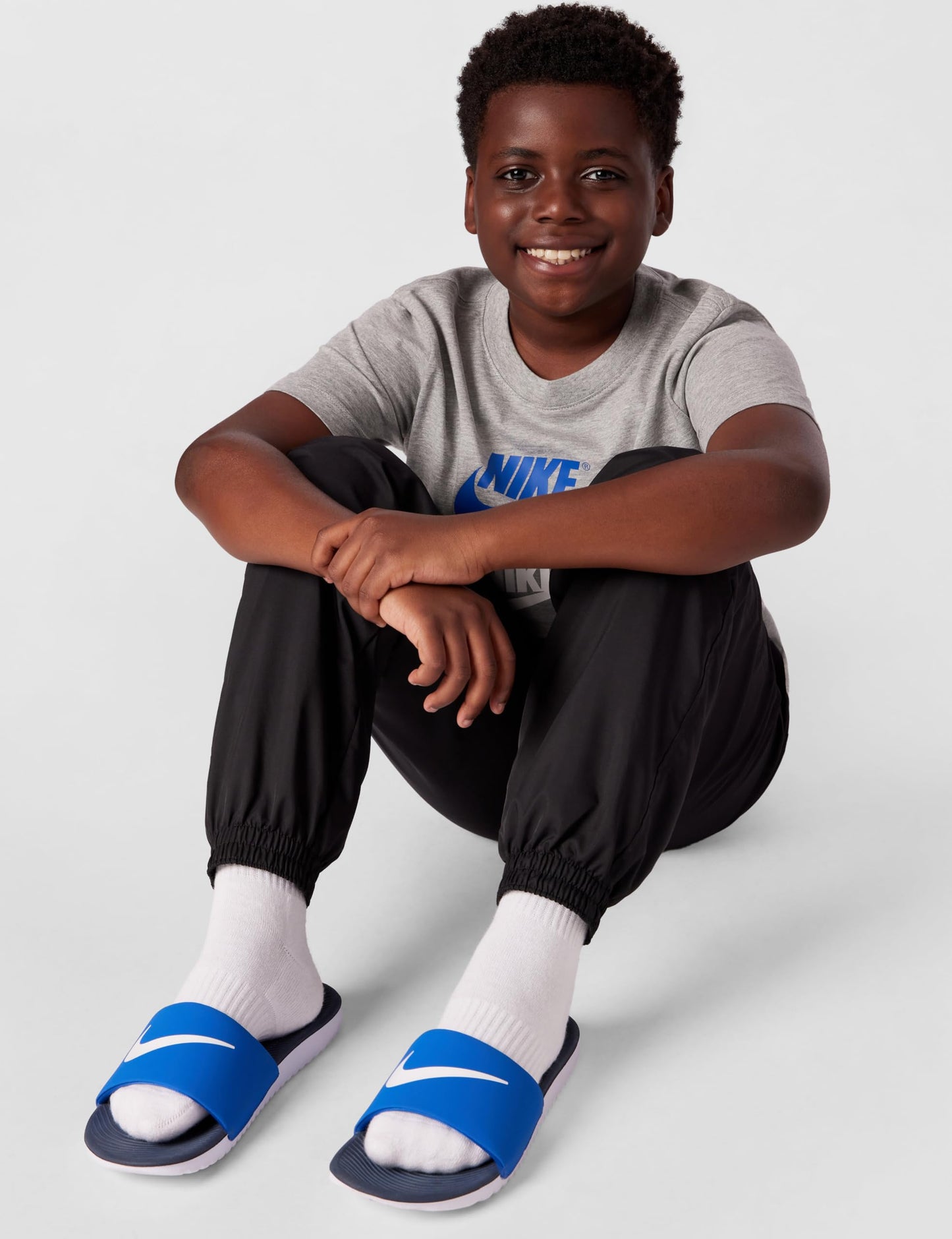 Nike Little/Big Kid's Kawa Slides, Game Royal/White-Thunder Blue-White, 12C