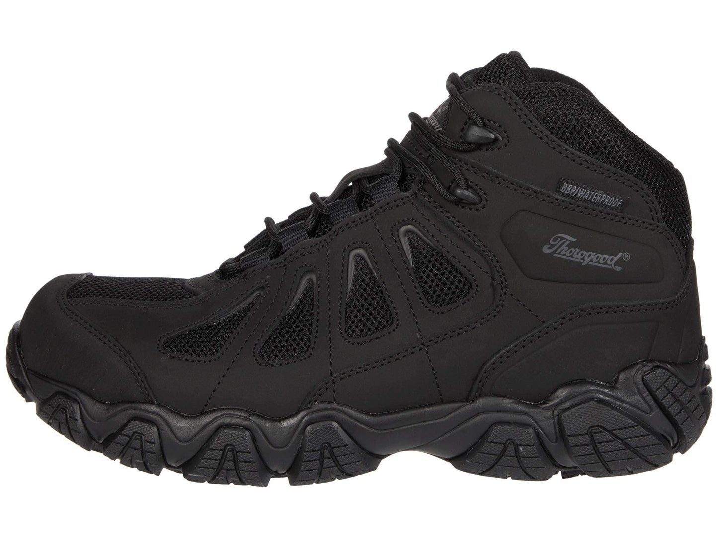 Thorogood Crosstrex Mid Waterproof Hiking Boots for Men - Lightweight Black Leather and Mesh with Toe, Comfort Insole, and Athletic Traction Outsole, Black/Grey - 11.5 M