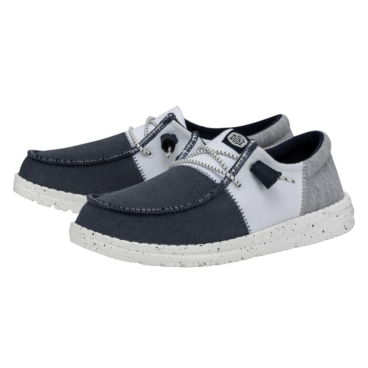 HEYDUDE Women's Wendy Tri Varsity Slip On Loafer, Navy Size 5 | Colorblock