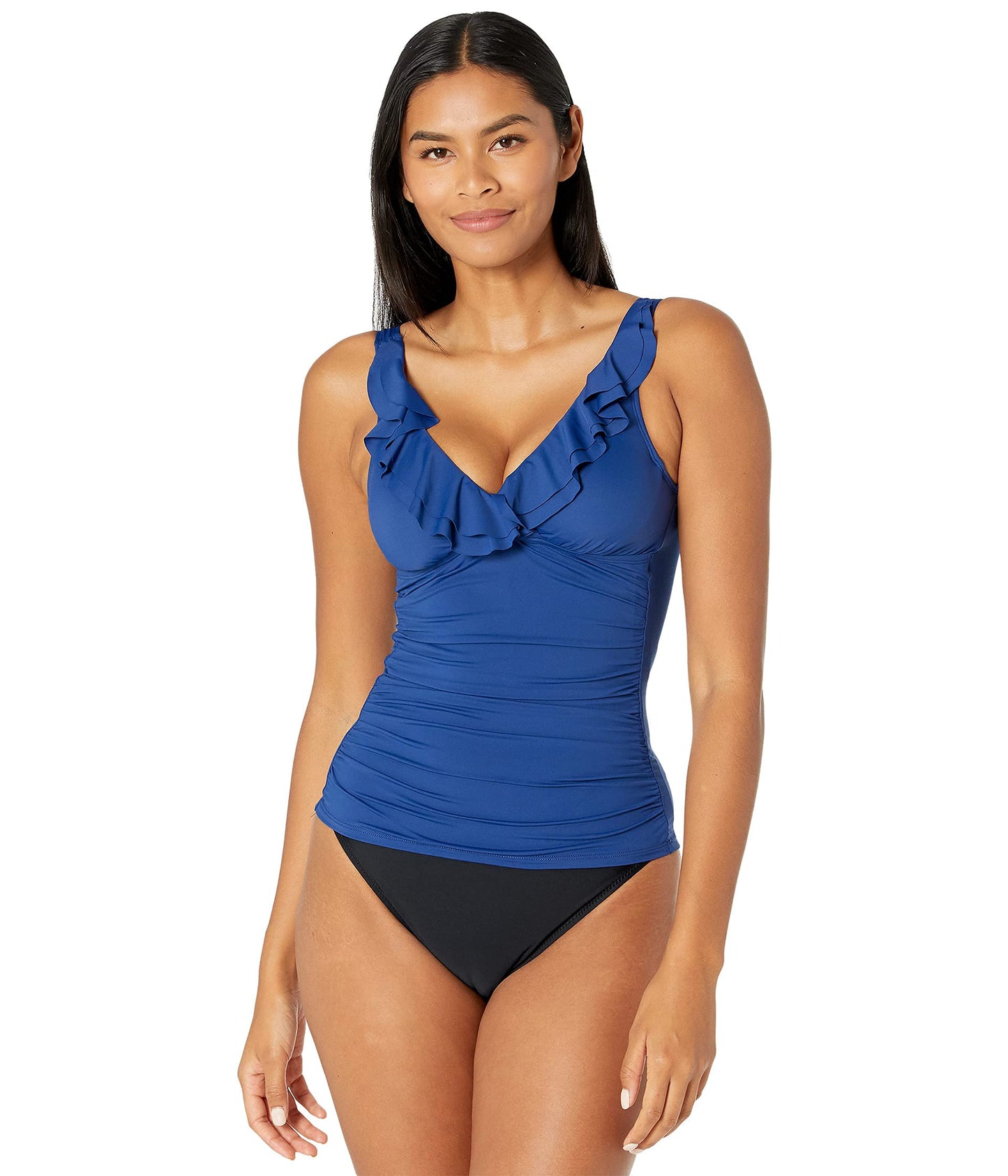Lauren Ralph Lauren Beach Club Solids Ruffle Underwire Tankini Sapphire 6