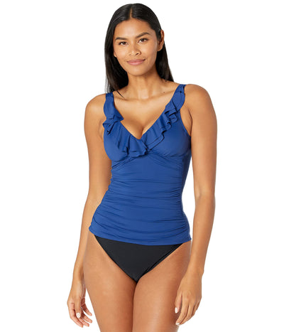Lauren Ralph Lauren Beach Club Solids Ruffle Underwire Tankini Sapphire 6