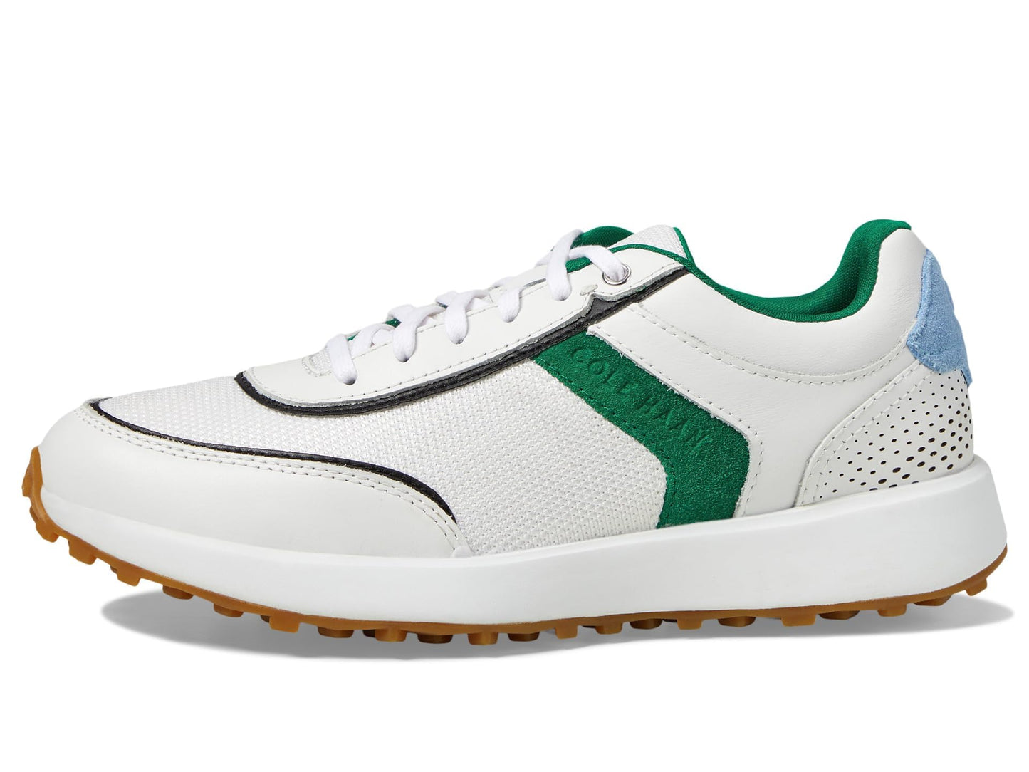 Cole Haan Women's Grandpro Wellesley Runner Sneaker, Optic White/Green Jacket/Black/Vista Blue, 7.5