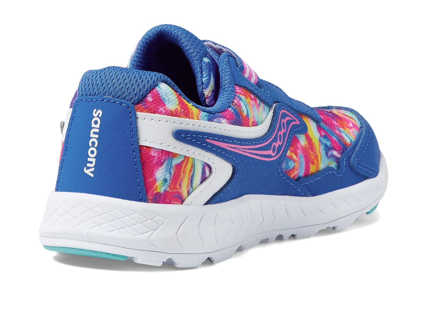 Saucony Ride 10 JR Running Shoe, Blue/Swirl, 8 Wide US Unisex Little_Kid