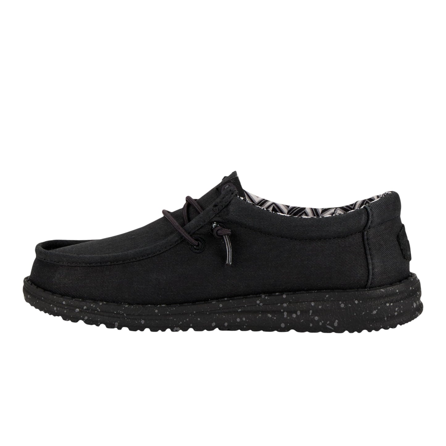 HEYDUDE Wally Canvas Shoes for Kids Canvas Upper Rubber Outsole Cotton Lining Breathable Design Black/Black