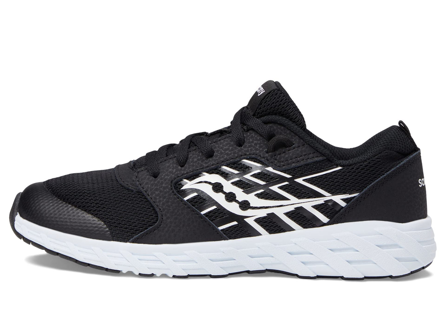 Saucony Unisex Kid's Wind 2.0 Running Shoe, Black/White, 6 Medium