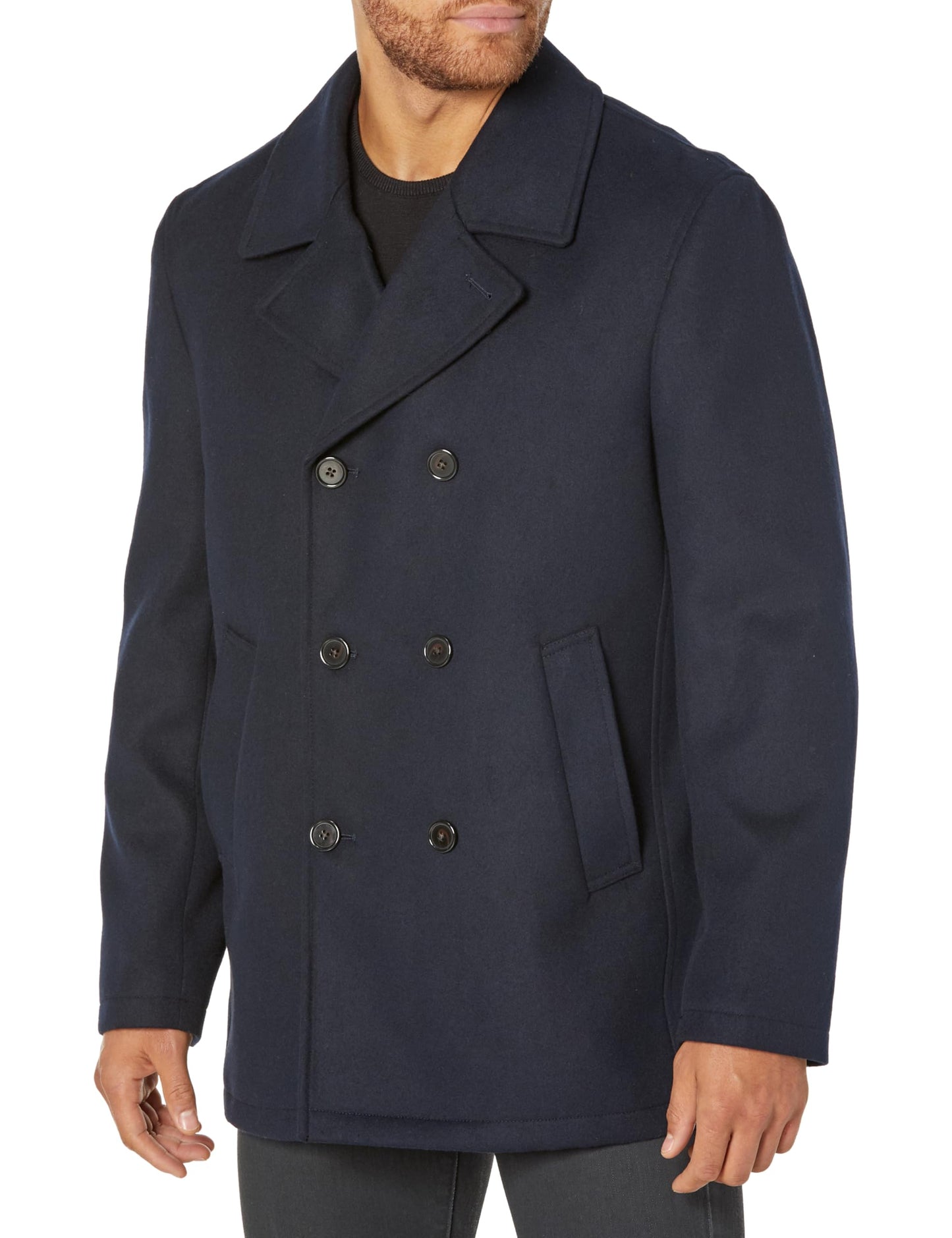 Ben Sherman Men's Boris Classic Double Breasted Peacoat Jacket, Navy, XX-Large