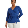 Lauren Ralph Lauren Womens Plus-Size Stretch Jersey Top Indigo Sail 1X