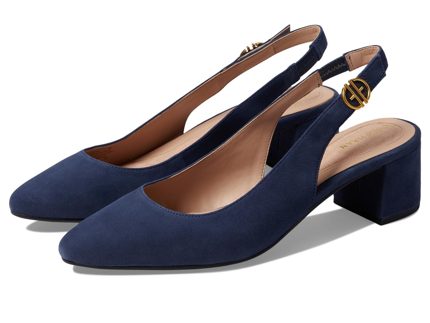 Cole Haan Women's The Go-to Slingback Pump 45 mm, Navy Blazer Suede, 9-B Us