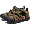 KEEN Unisex-Child-Seacamp 2 CNX Closed Toe Sandals, Dark Olive/Gold Flame, 4 US Big Kid