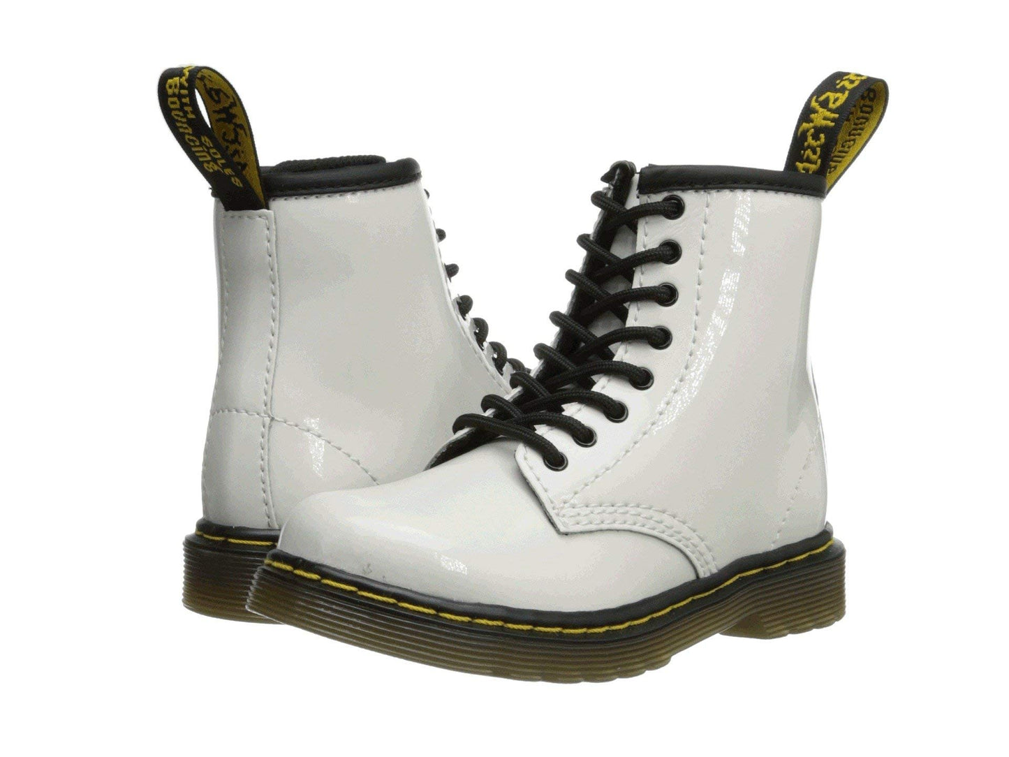 Dr. Martens Kids Collection 1460 Boots, White Patent Lamper, 10 US