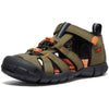 KEEN Unisex-Child-Seacamp 2 CNX Closed Toe Sandals, Dark Olive/Gold Flame, 4 US Big Kid