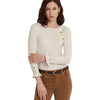 Lauren Ralph Lauren Button-Trim Cotton-Blend Knit Top Mascarpone Cream SM