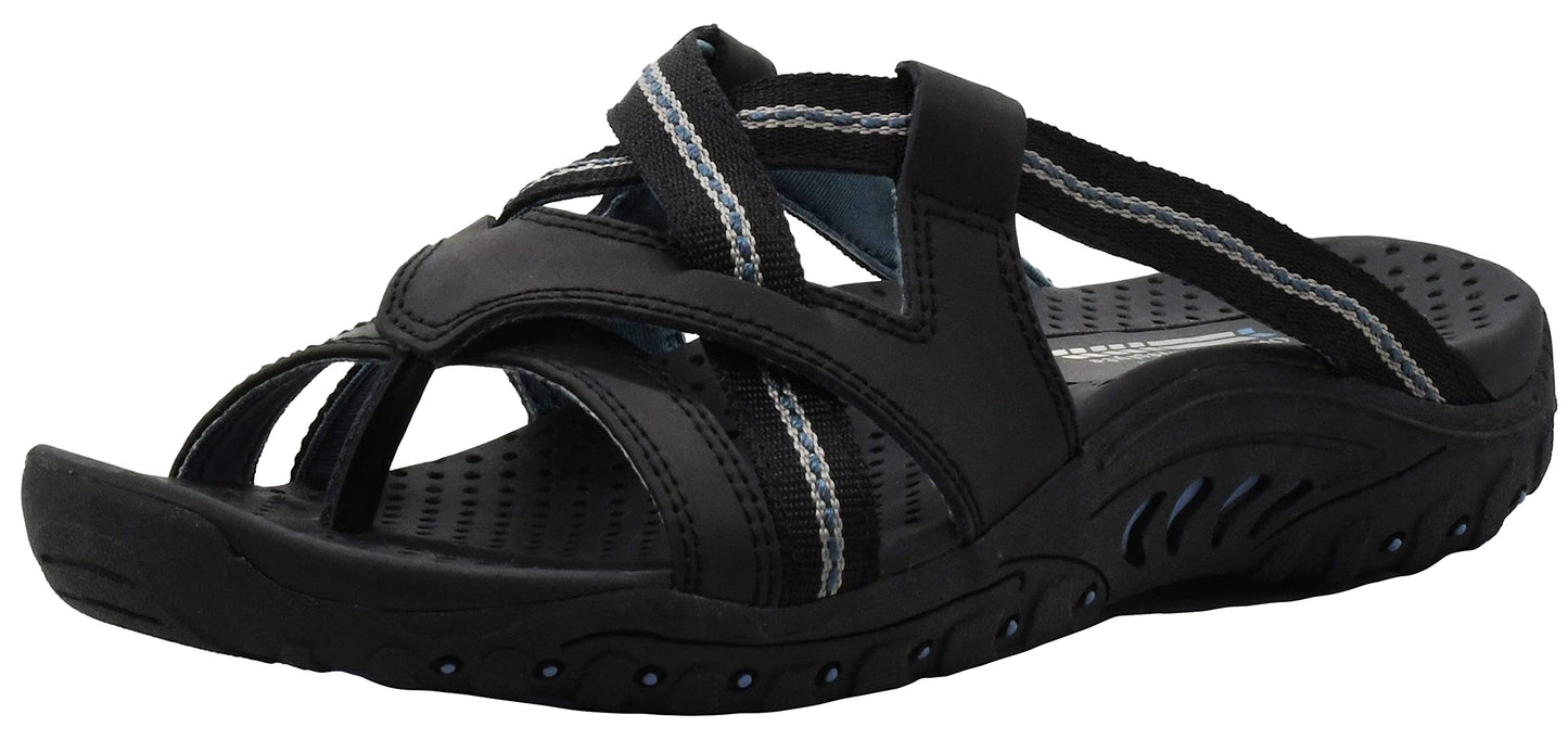 Skechers Women's Reggae-Soundstage Thong Sandal,Black,8 M US