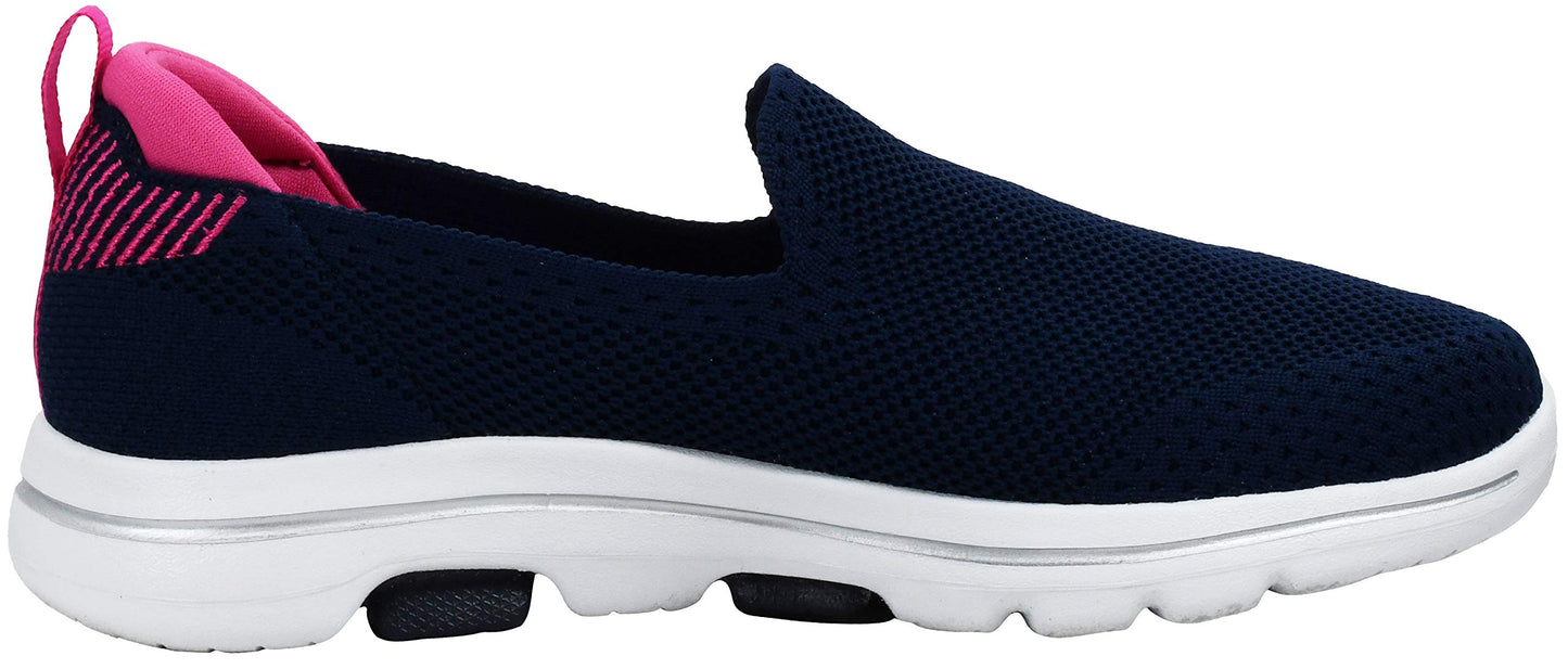 Skechers Women's Go Walk 5-Prized Sneaker, Navy/Pink, 9.5 M US