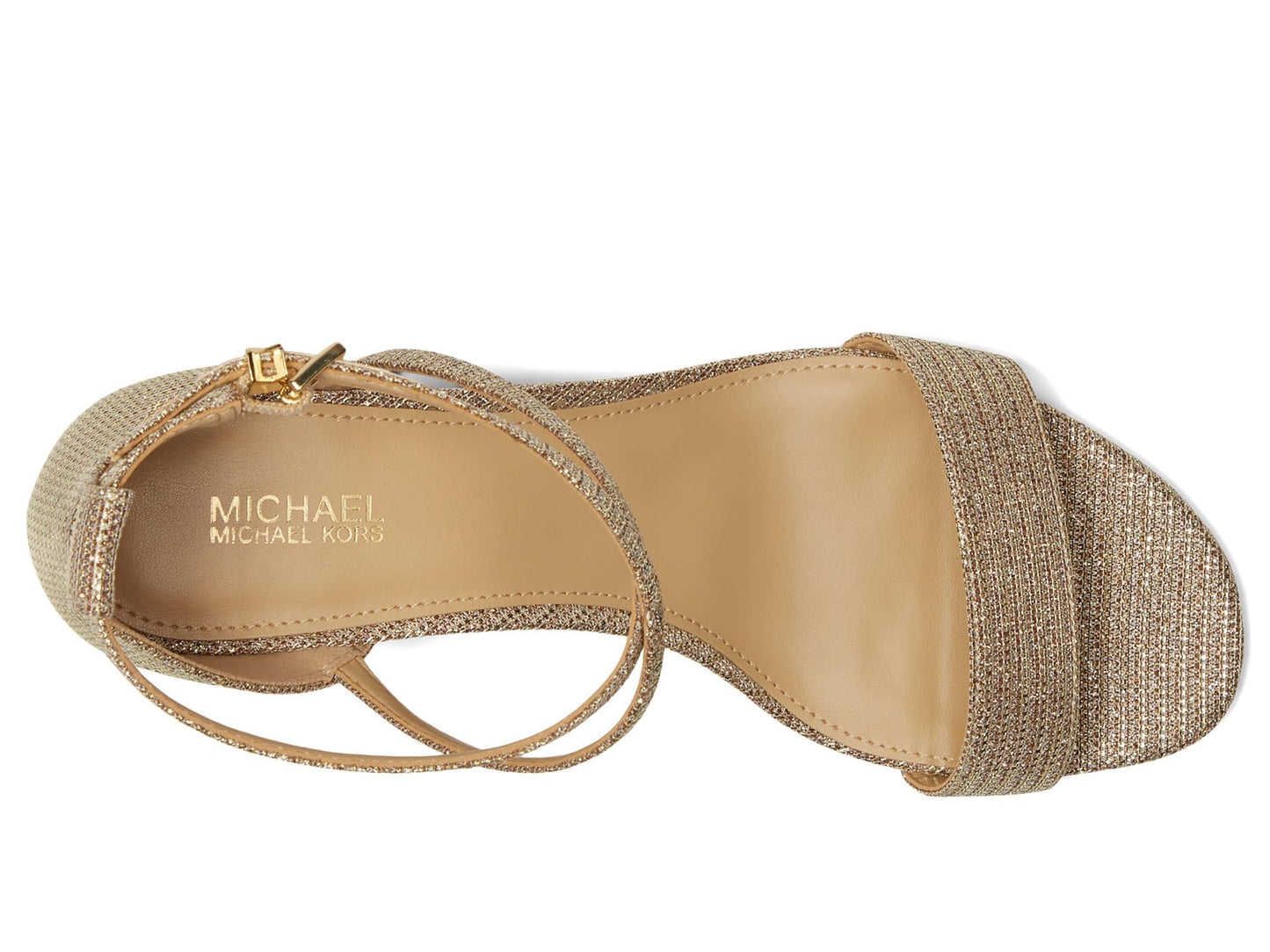 Michael Kors Women's Serena Flex Sandal, Pale Gold/Glitter, 5.5