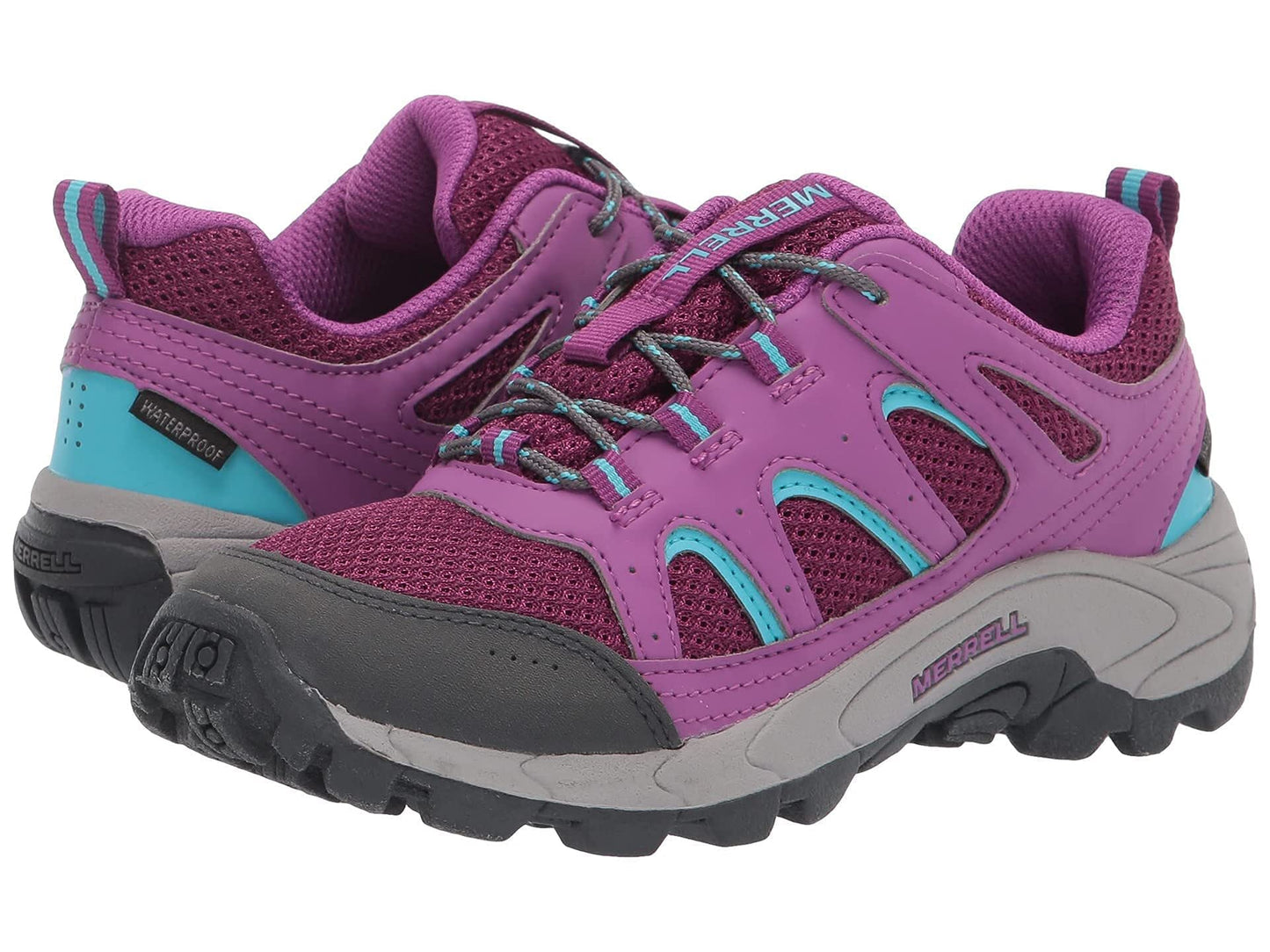 Merrell Unisex Kid's OAKCREEK Low LACE Waterproof Hiking Shoe, PALOMA/Berry, 11 Wide