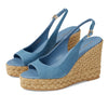 Stuart Weitzman Island Peep-Toe Espadrille Wedge Washed/Natural 6.5 B