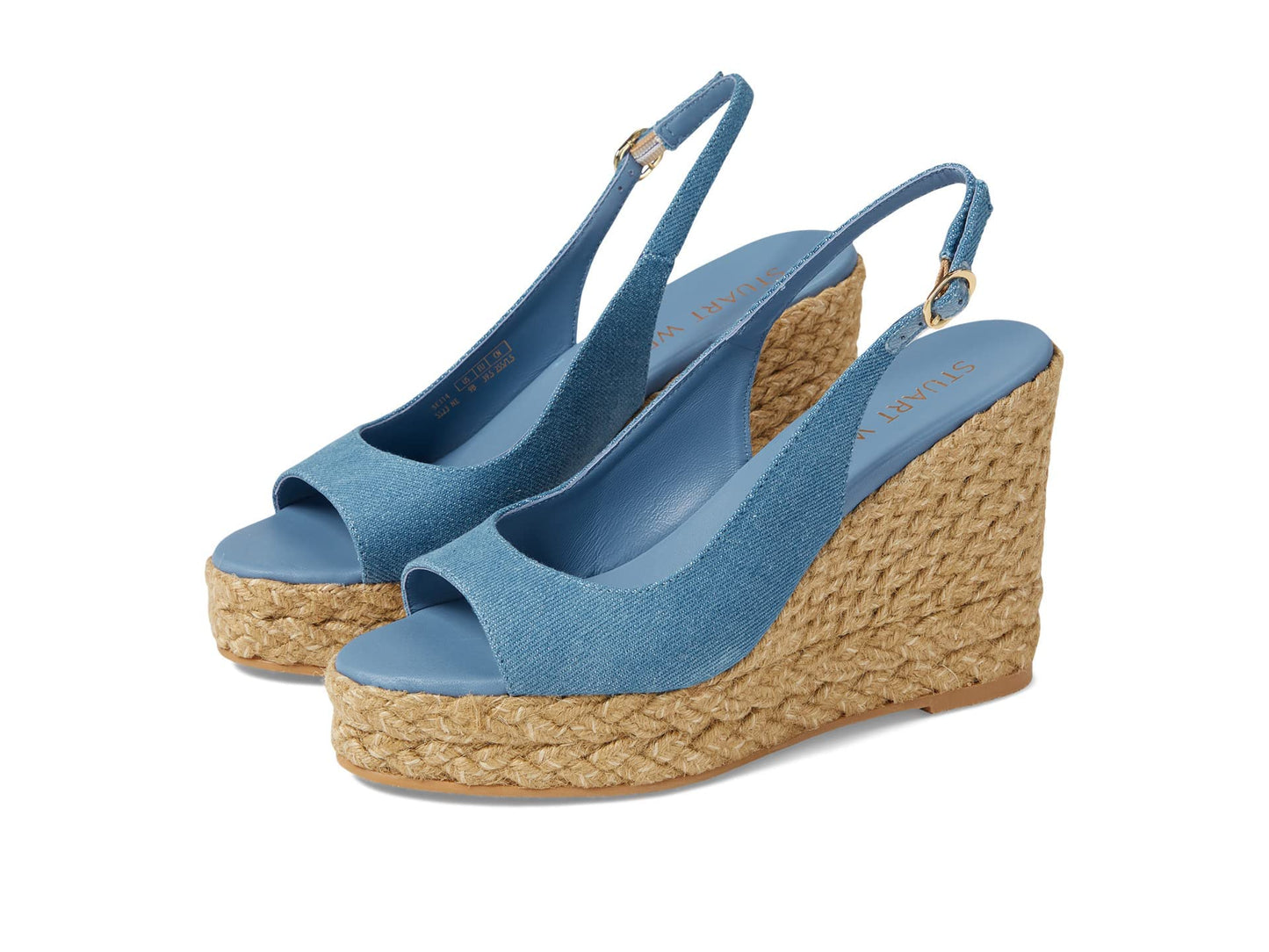 Stuart Weitzman Island Peep-Toe Espadrille Wedge Washed/Natural 5.5 B