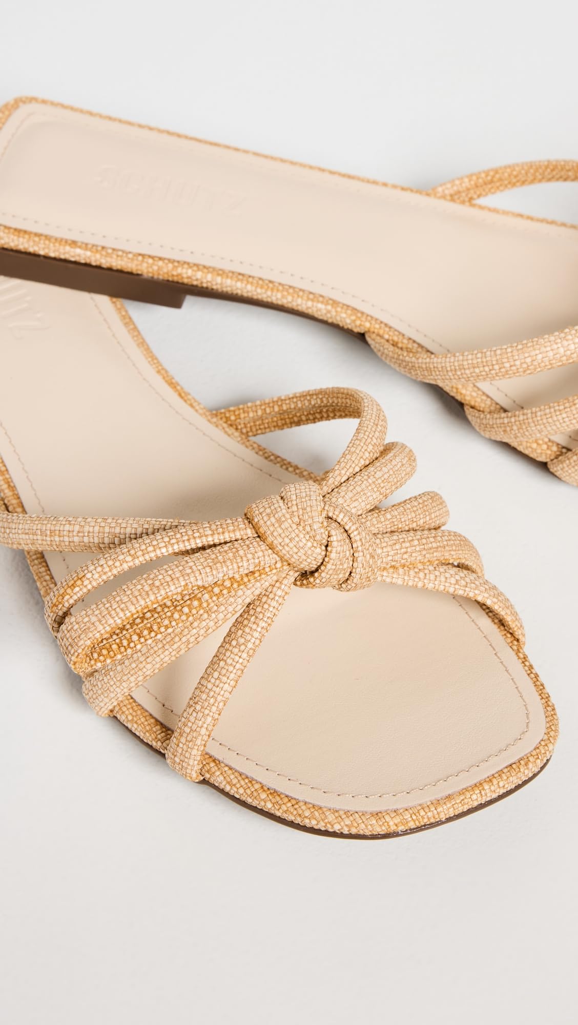 SCHUTZ Women's Blossom Raffia Sandals, Raffia, Tan, 5 Medium US