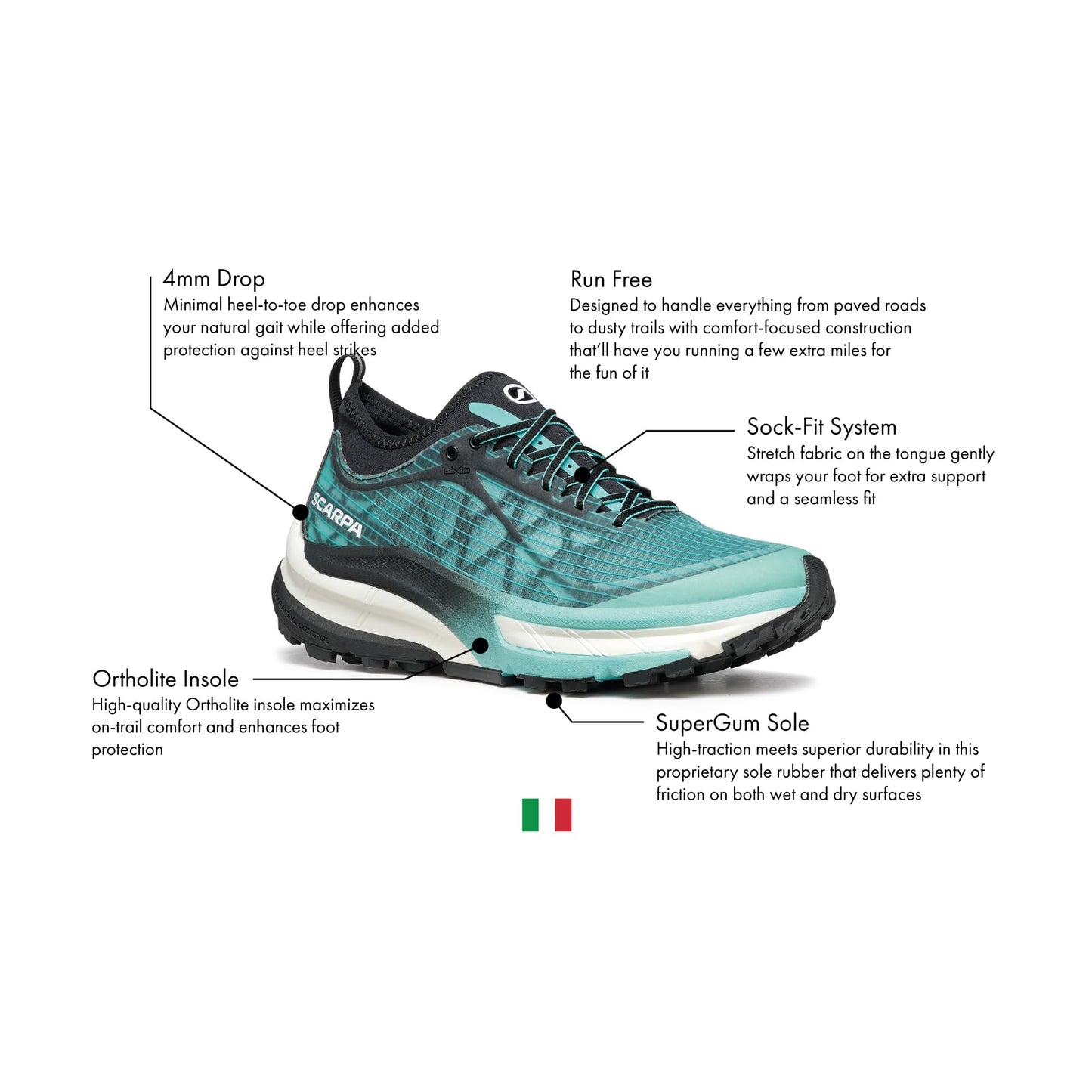 SCARPA Women's Golden Gate ATR Trail Shoes for Hiking and Trail Running - Aruba Blue/Black - 9-9.5