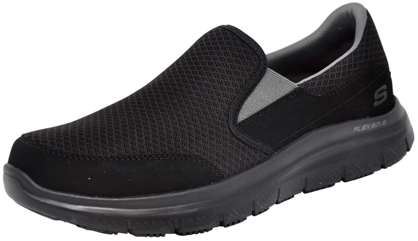 Skechers Men's Skechers Men's Flex Advantage Slip Resistant Sr Mcallen Slip on Work Shoe, Black/Charcoal, 8