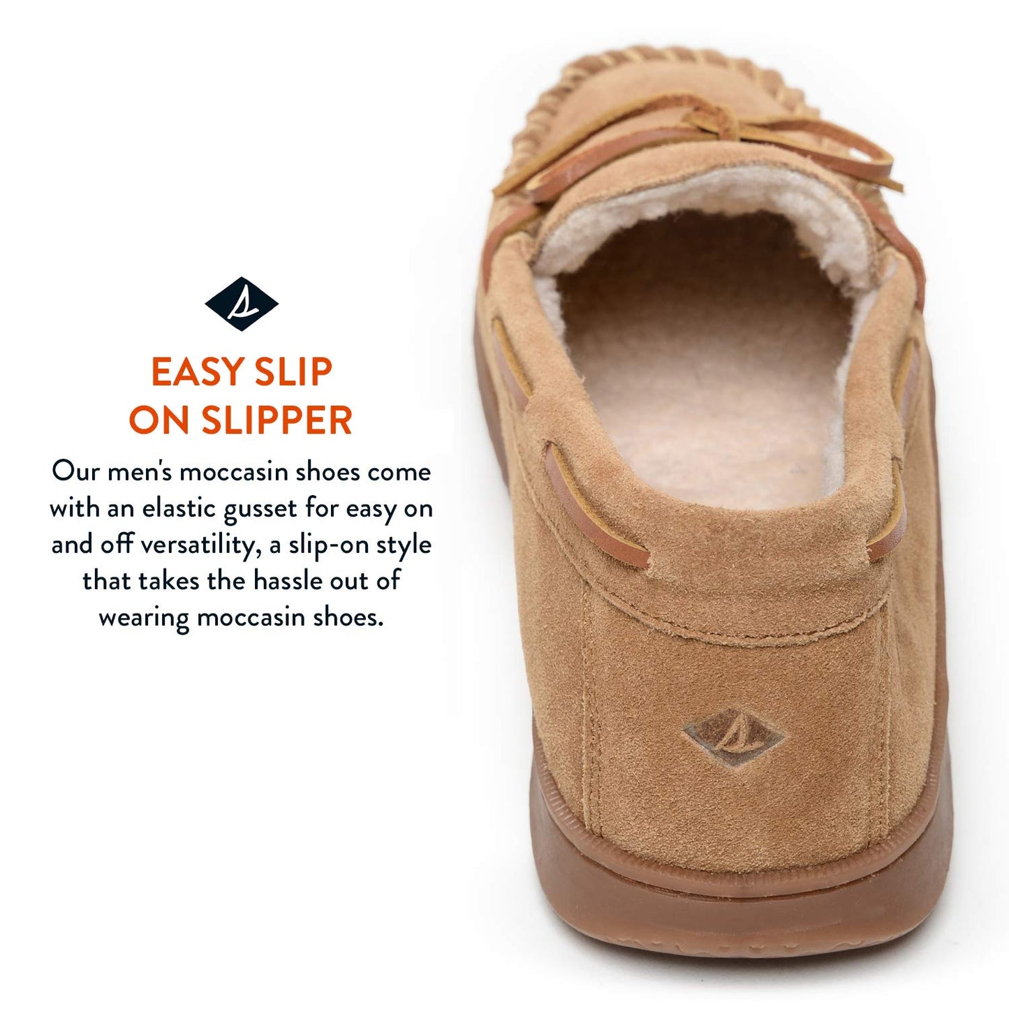Sperry Men's Trapper Moccasin Slippers with Rawhide Leather Lacing, Cinnamon, 11 M US