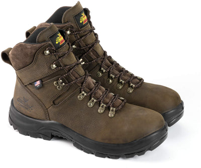 Thorogood American Union 6” Waterproof Steel Toe Work Boots for Men - Premium Leather with Slip-Resistant Outsole and Removable Comfort Footbed; EH Rated, Crazyhorse - 12 3E US