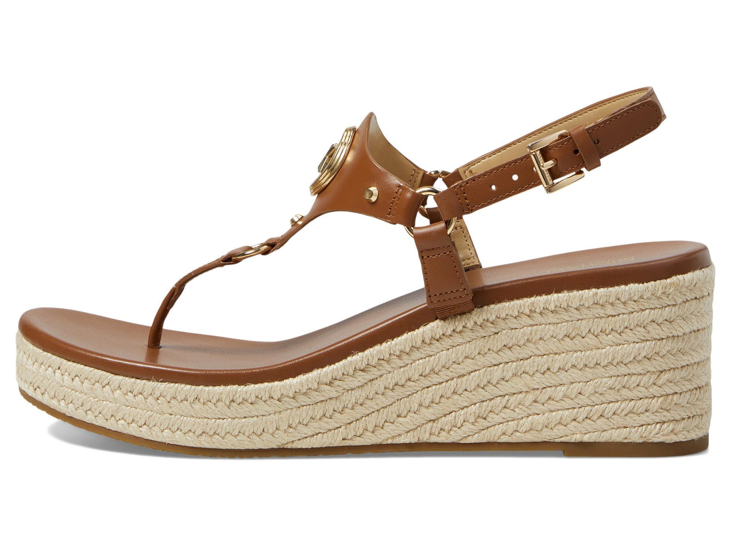 MICHAEL Michael Kors Casey Wedges for Women - Leather Upper - Synthetic Lining Insole and Outsole - Round Toe Luggage 7 M