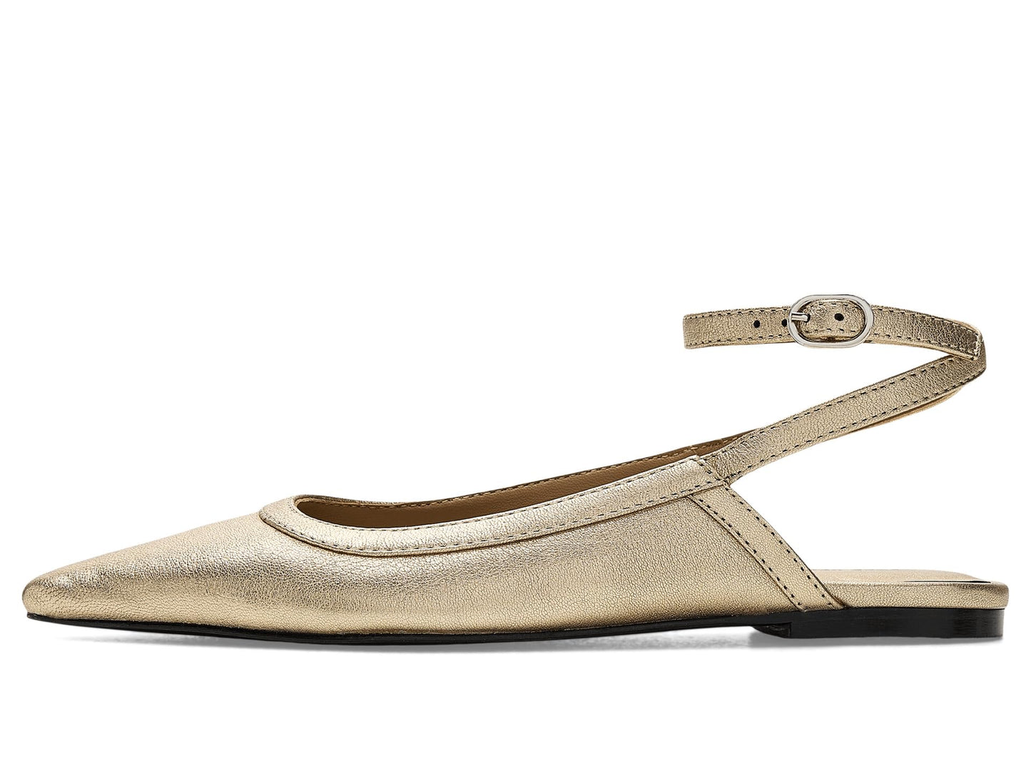 Free People Womens Jules Point Flat, Gold, 8 Medium