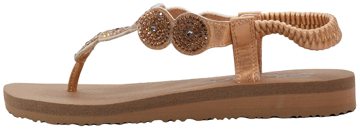 Skechers Women's Meditation-Stars And Sparkle Thong Sandal Rose Gold 6 Wide