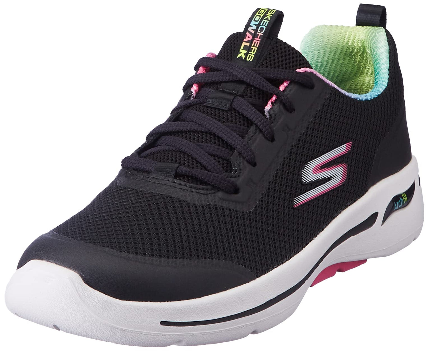 Skechers Go Walk Arch Fit - Fun Voyage Black/Hot Pink 8.5 B (M)