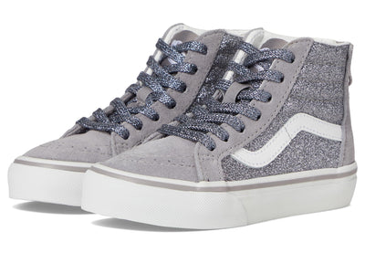 Vans SK8-Hi Zip (Little Kid) Sneaker, Glitter Gunmetal, 11 US Unisex