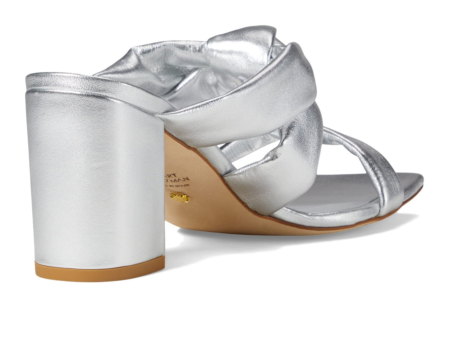 Stuart Weitzman Playa 75 Knot Block Slide Silver 6.5 B