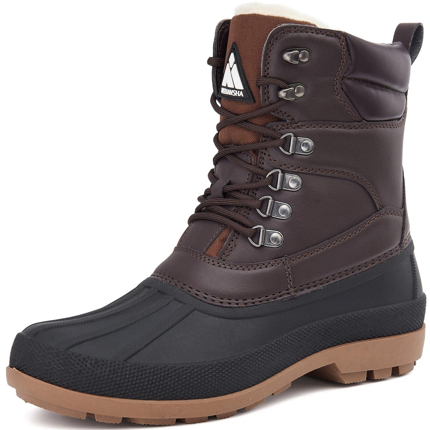 Mishansha Men's Winter Boots Waterproof Cold Weather Snow Boots Warm Duck Boots Ankle Boots Brown US12