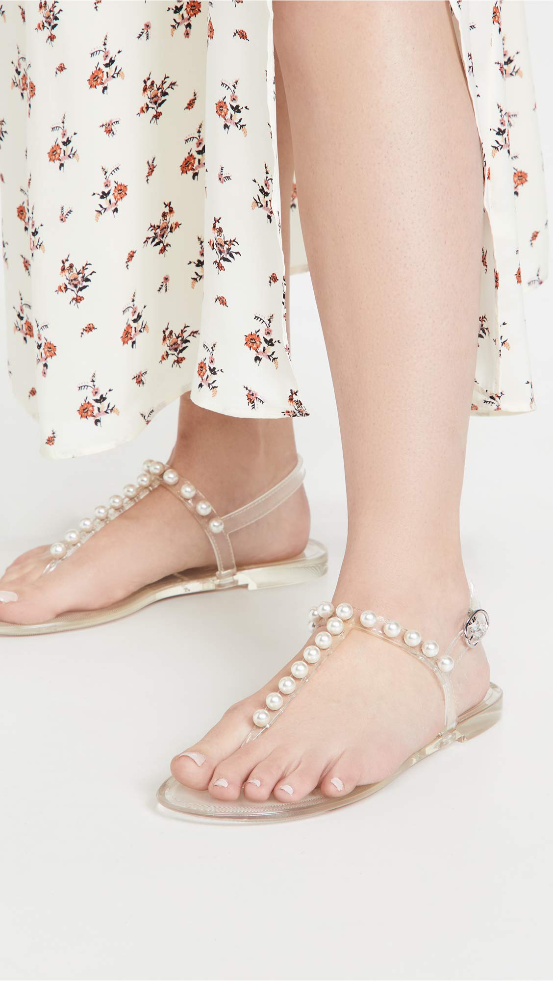 Stuart Weitzman Women's Goldie Jelly Sandals, Clear, 10 Medium US