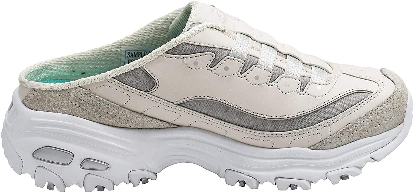 Skechers Women's D'Lites - Resilient Mule Slip-On Sneaker, White/Vapor/Silver, 11 W US