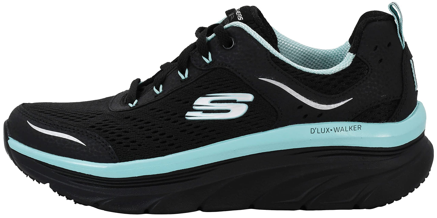 Skechers Women's D'lux Walker-Infinite Motion Sneaker, Black Aqua, 6.5 UK