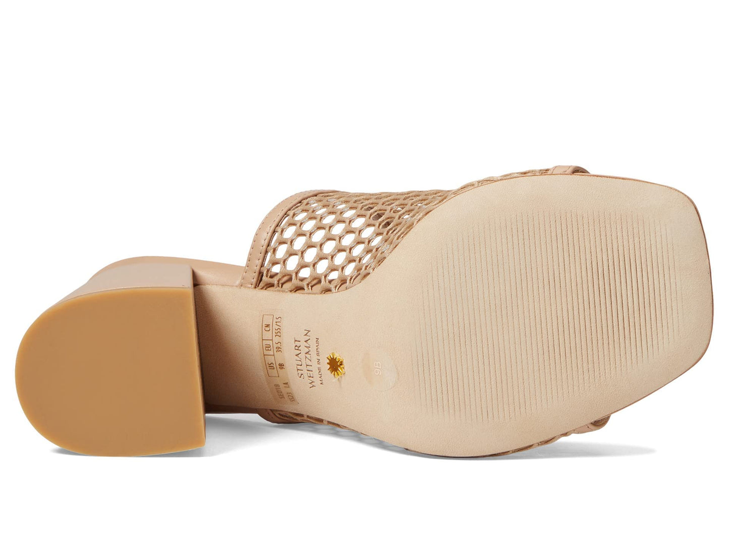 Stuart Weitzman Cayman 85 Block Slide Natural/Adobe 9 B