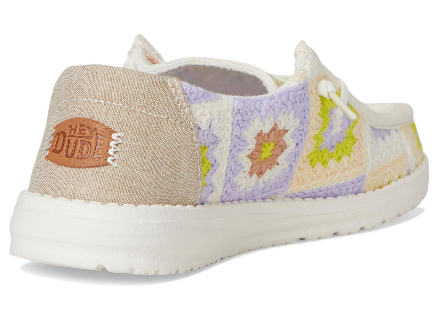 HEYDUDE Women's Wendy Cottage Crochet Egret/Lavender/Multi 8 Medium