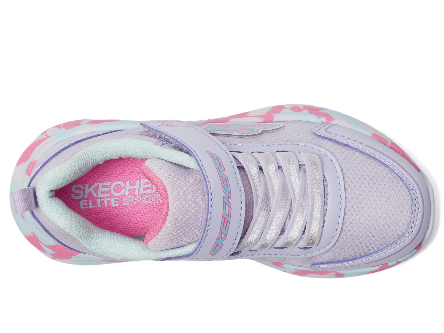 Skechers Kids Girls Skechers Elite Sport Tempo-Statement Swirl Sneaker, Lavender/Multi, 1 Little Kid