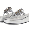 Tory Burch Womens Miller Wedge 25MM Silver 9.5 Medium