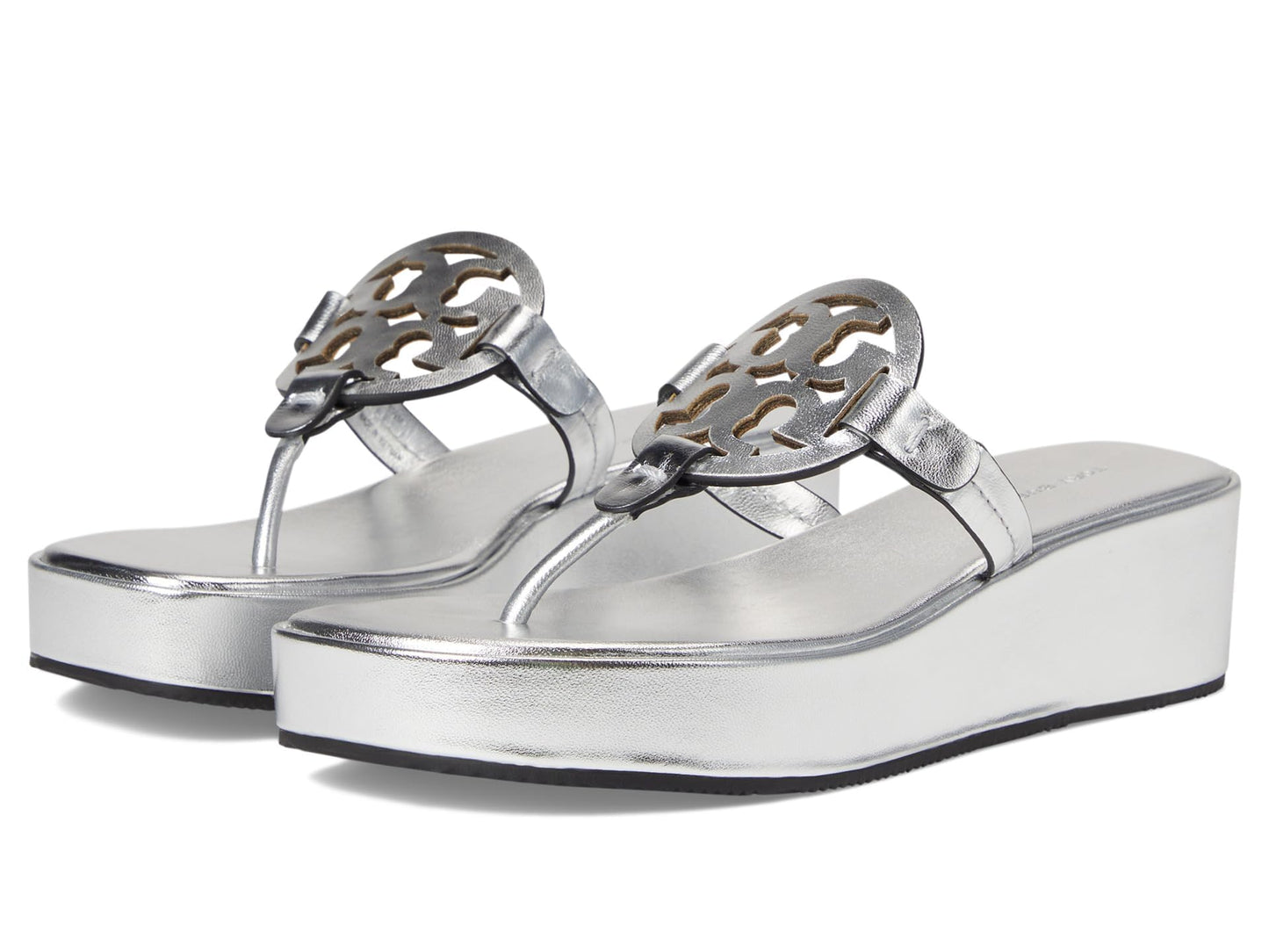 Tory Burch Womens Miller Wedge 25MM Silver 9 Medium