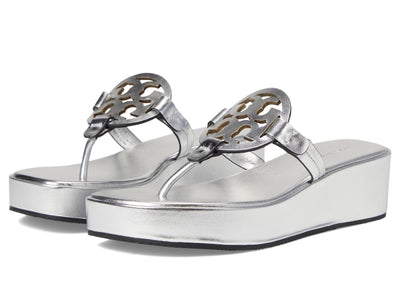 Tory Burch Womens Miller Wedge 25MM Silver 9 Medium